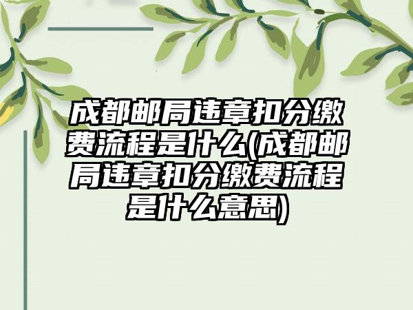 成都邮局违章扣分缴费流程是什么(成都邮局违章扣分缴费流程是什么意思)