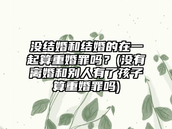 没结婚和结婚的在一起算重婚罪吗？(没有离婚和别人有了孩子算重婚罪吗)