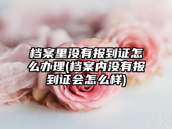 档案里没有报到证怎么办理(档案内没有报到证会怎么样)