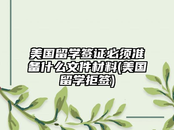 美国留学签证必须准备什么文件材料(美国留学拒签)-第1张图片-海印网