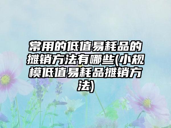 常用的低值易耗品的摊销方法有哪些(小规模低值易耗品摊销方法)