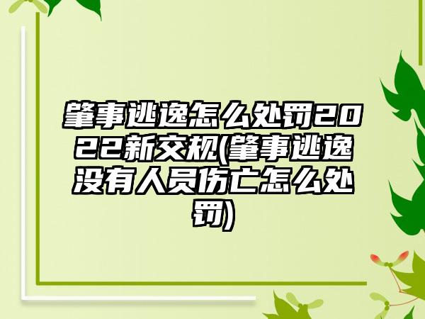 肇事逃逸怎么处罚2022新交规(肇事逃逸没有人员伤亡怎么处罚)