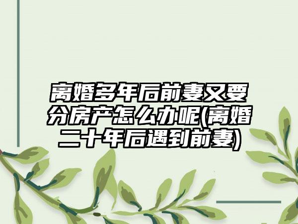 离婚多年后前妻又要分房产怎么办呢(离婚二十年后遇到前妻)