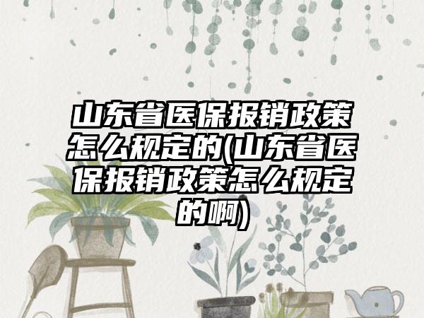 山东省医保报销政策怎么规定的(山东省医保报销政策怎么规定的啊)-第1张图片-海印网