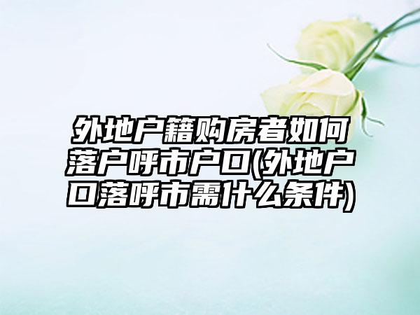 外地户籍购房者如何落户呼市户口(外地户口落呼市需什么条件)