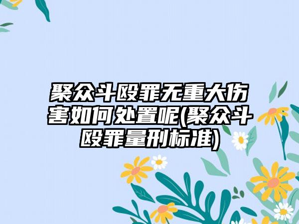 聚众斗殴罪无重大伤害如何处置呢(聚众斗殴罪量刑标准)