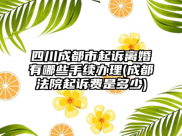 四川成都市起诉离婚有哪些手续办理(成都法院起诉费是多少)-第1张图片-海印网