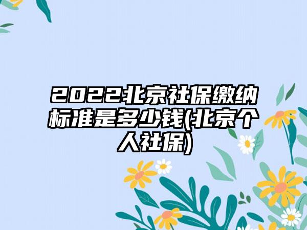 2022北京社保缴纳标准是多少钱(北京个人社保)