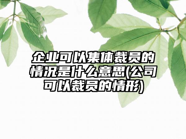 企业可以集体裁员的情况是什么意思(公司可以裁员的情形)