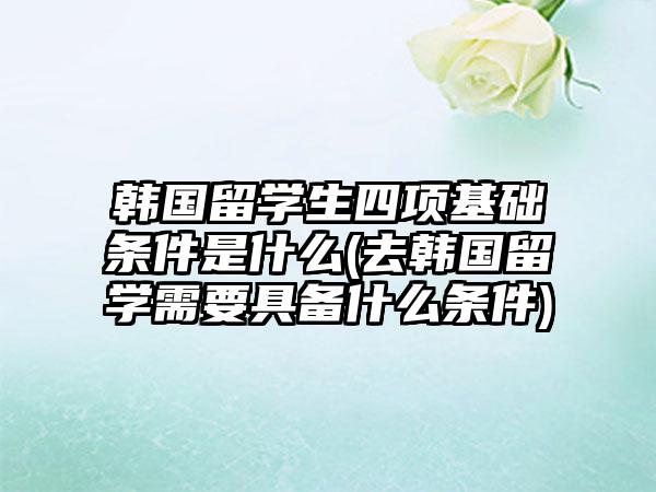 韩国留学生四项基础条件是什么(去韩国留学需要具备什么条件)-第1张图片-海印网