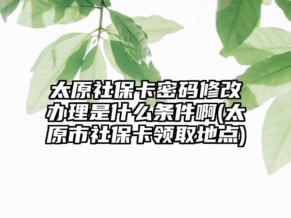 太原社保卡密码修改办理是什么条件啊(太原市社保卡领取地点)