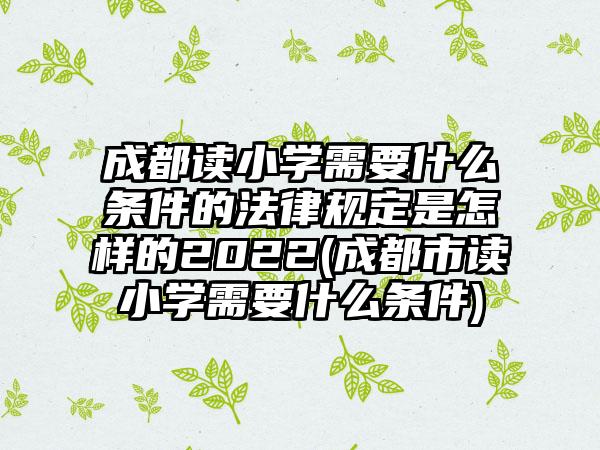 成都读小学需要什么条件的法律规定是怎样的2022(成都市读小学需要什么条件)