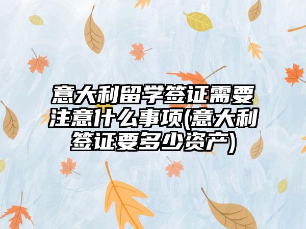 意大利留学签证需要注意什么事项(意大利签证要多少资产)-第1张图片-海印网