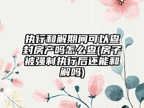 执行和解期间可以查封房产吗怎么查(房子被强制执行后还能和解吗)-第1张图片-海印网