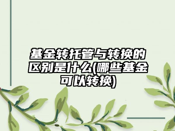 基金转托管与转换的区别是什么(哪些基金可以转换)-第1张图片-海印网