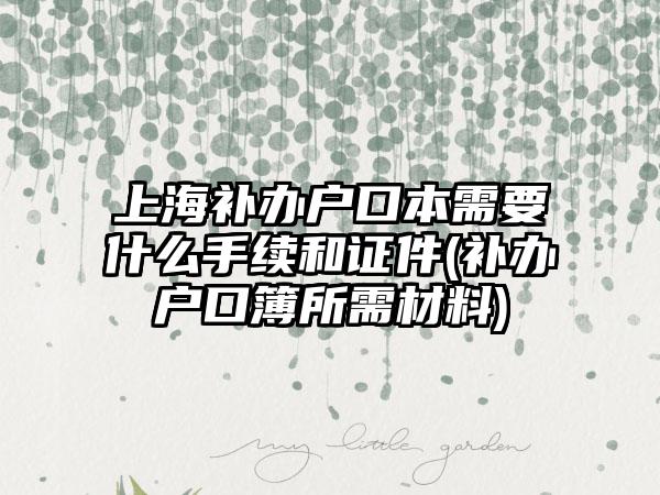 上海补办户口本需要什么手续和证件(补办户口簿所需材料)-第1张图片-海印网