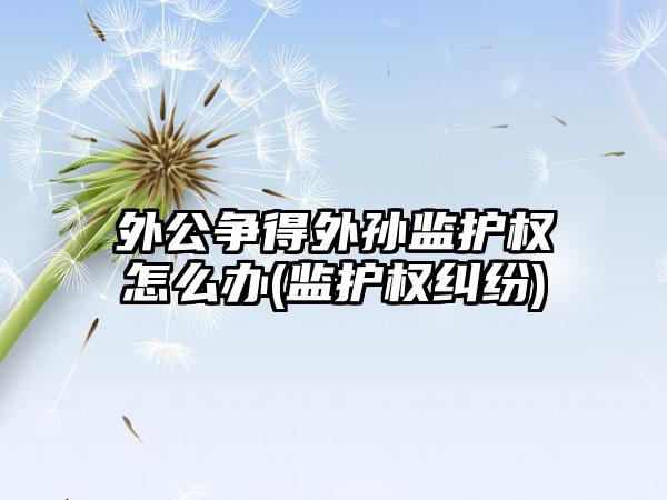 外公争得外孙监护权怎么办(监护权纠纷)-第1张图片-海印网