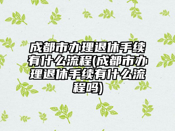 成都市办理退休手续有什么流程(成都市办理退休手续有什么流程吗)