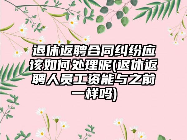 退休返聘合同纠纷应该如何处理呢(退休返聘人员工资能与之前一样吗)-第1张图片-海印网