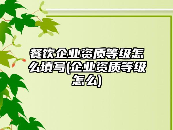 餐饮企业资质等级怎么填写(企业资质等级怎么)-第1张图片-海印网