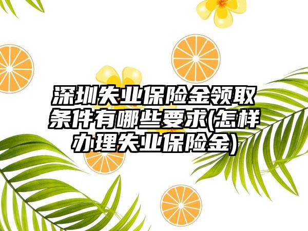 深圳失业保险金领取条件有哪些要求(怎样办理失业保险金)-第1张图片-海印网