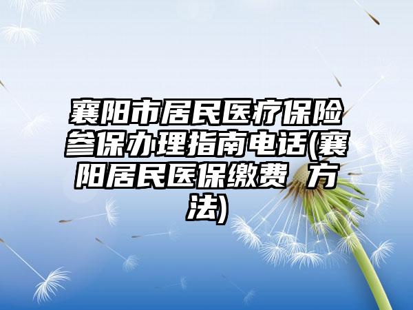 襄阳市居民医疗保险参保办理指南电话(襄阳居民医保缴费 方法)-第1张图片-海印网