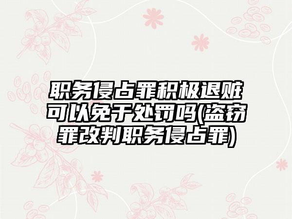 职务侵占罪积极退赃可以免于处罚吗(盗窃罪改判职务侵占罪)-第1张图片-海印网