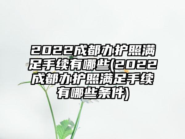 2022成都办护照满足手续有哪些(2022成都办护照满足手续有哪些条件)