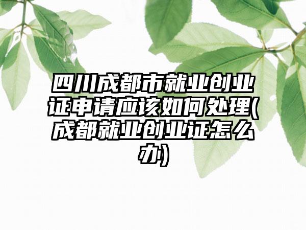 四川成都市就业创业证申请应该如何处理(成都就业创业证怎么办)-第1张图片-海印网