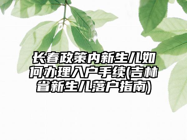 长春政策内新生儿如何办理入户手续(吉林省新生儿落户指南)