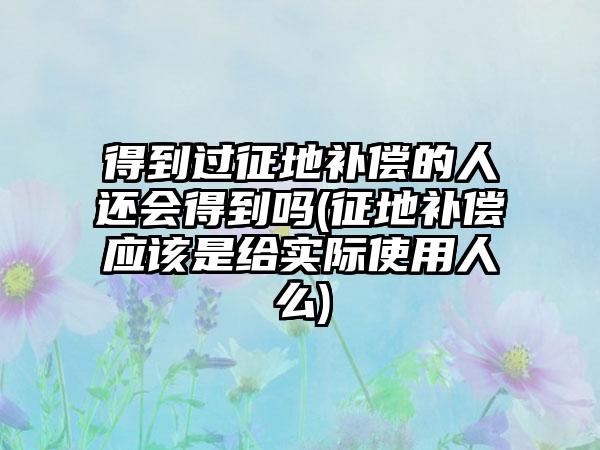 得到过征地补偿的人还会得到吗(征地补偿应该是给实际使用人么)-第1张图片-海印网