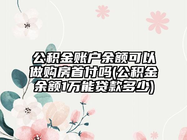 公积金账户余额可以做购房首付吗(公积金余额1万能贷款多少)-第1张图片-海印网