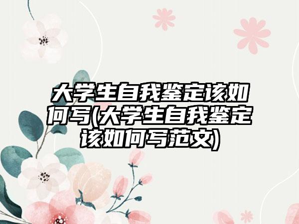 大学生自我鉴定该如何写(大学生自我鉴定该如何写范文)