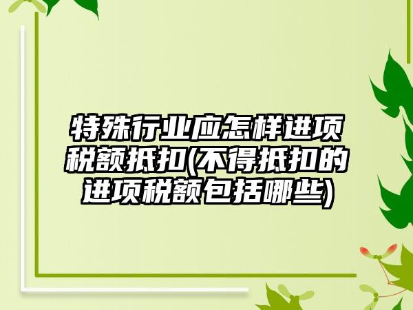 特殊行业应怎样进项税额抵扣(不得抵扣的进项税额包括哪些)-第1张图片-海印网