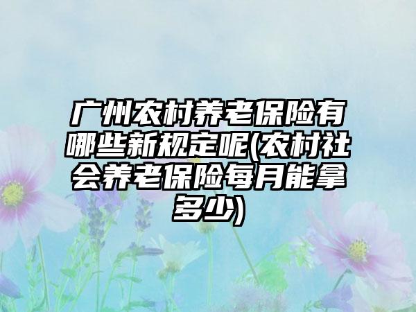 广州农村养老保险有哪些新规定呢(农村社会养老保险每月能拿多少)-第1张图片-海印网