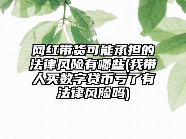 网红带货可能承担的法律风险有哪些(我带人买数字贷币亏了有法律风险吗)-第1张图片-海印网