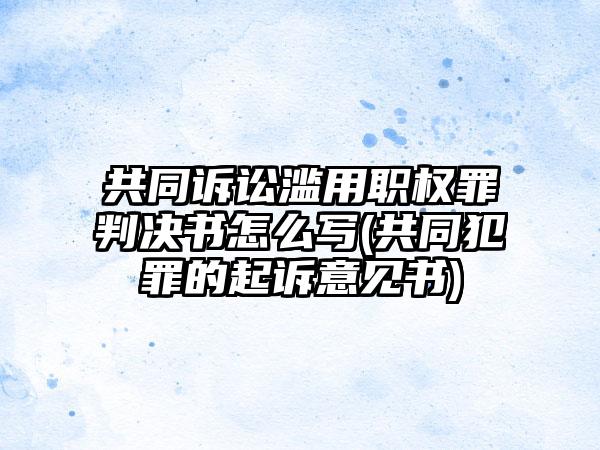 共同诉讼滥用职权罪判决书怎么写(共同犯罪的起诉意见书)-第1张图片-海印网