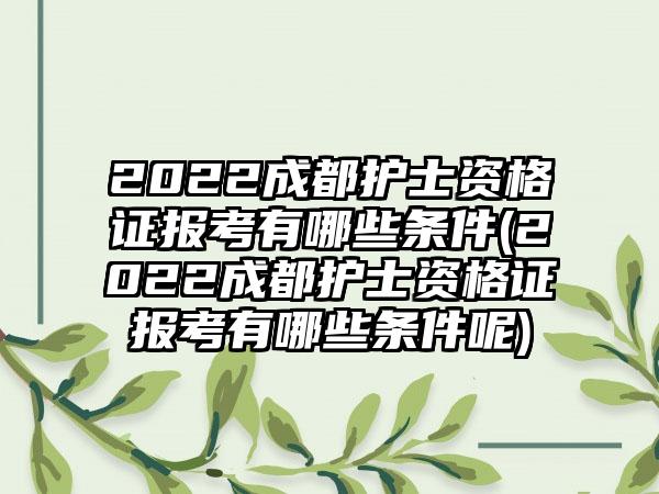 2022成都护士资格证报考有哪些条件(2022成都护士资格证报考有哪些条件呢)-第1张图片-海印网