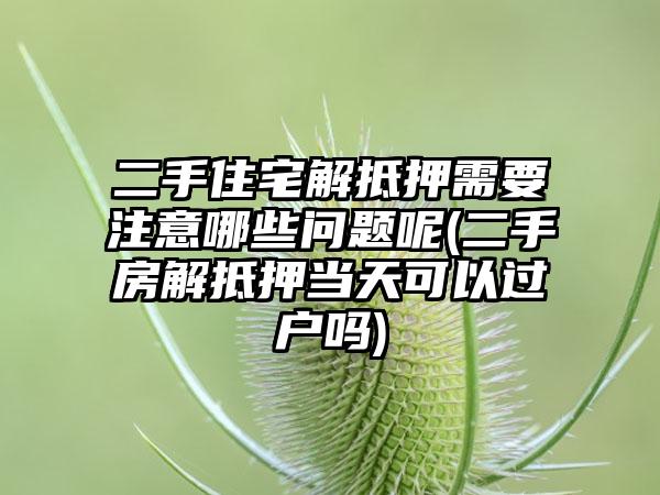 二手住宅解抵押需要注意哪些问题呢(二手房解抵押当天可以过户吗)-第1张图片-海印网