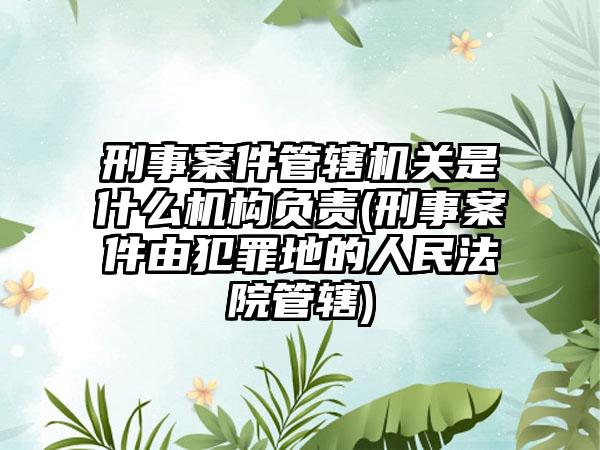 刑事案件管辖机关是什么机构负责(刑事案件由犯罪地的人民法院管辖)