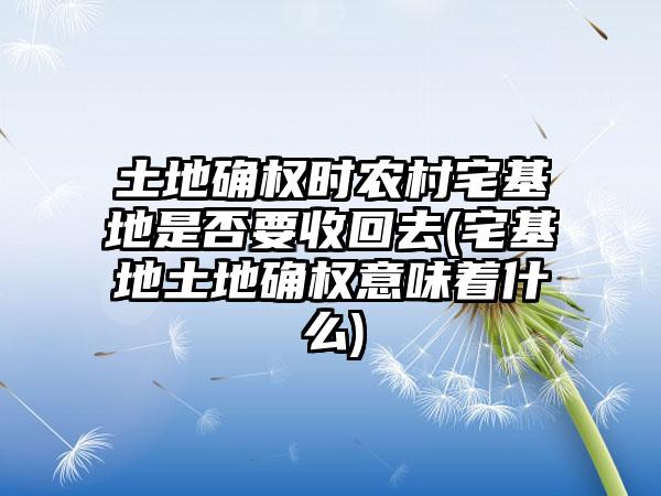 土地确权时农村宅基地是否要收回去(宅基地土地确权意味着什么)-第1张图片-海印网