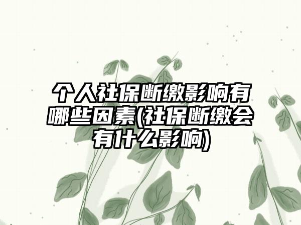 个人社保断缴影响有哪些因素(社保断缴会有什么影响)-第1张图片-海印网