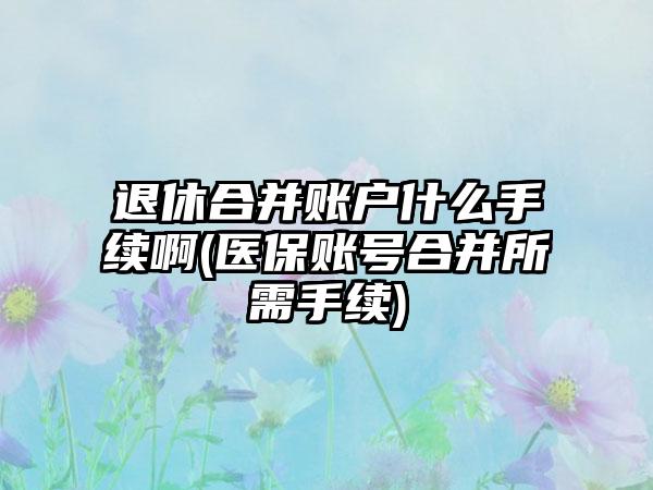 退休合并账户什么手续啊(医保账号合并所需手续)-第1张图片-海印网