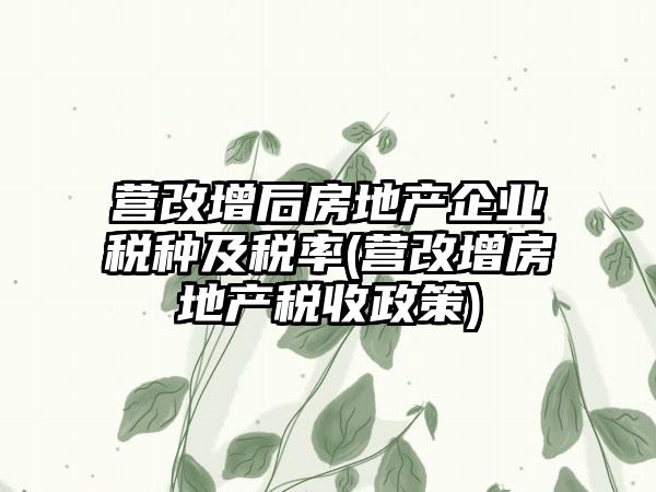 营改增后房地产企业税种及税率(营改增房地产税收政策)-第1张图片-海印网