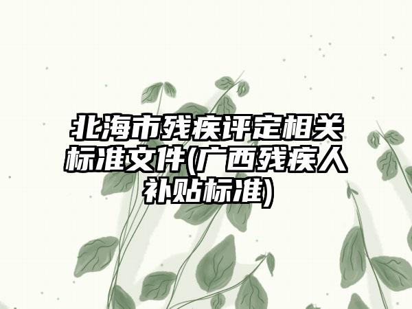 北海市残疾评定相关标准文件(广西残疾人补贴标准)-第1张图片-海印网