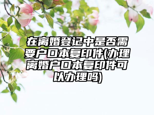 在离婚登记中是否需要户口本复印件(办理离婚户口本复印件可以办理吗)-第1张图片-海印网