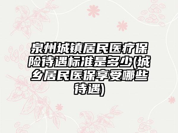 泉州城镇居民医疗保险待遇标准是多少(城乡居民医保享受哪些待遇)-第1张图片-海印网