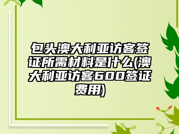 包头澳大利亚访客签证所需材料是什么(澳大利亚访客600签证费用)-第1张图片-海印网