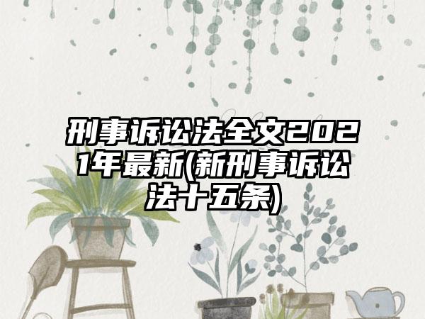 刑事诉讼法全文2021年最新(新刑事诉讼法十五条)-第1张图片-海印网