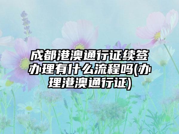 成都港澳通行证续签办理有什么流程吗(办理港澳通行证)